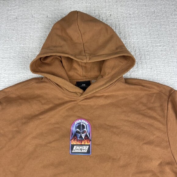 Star Wars Hoodie Large Empire Strikes Back HM Yoda Brown Pockets Pullover Mens - Picture 9 of 16